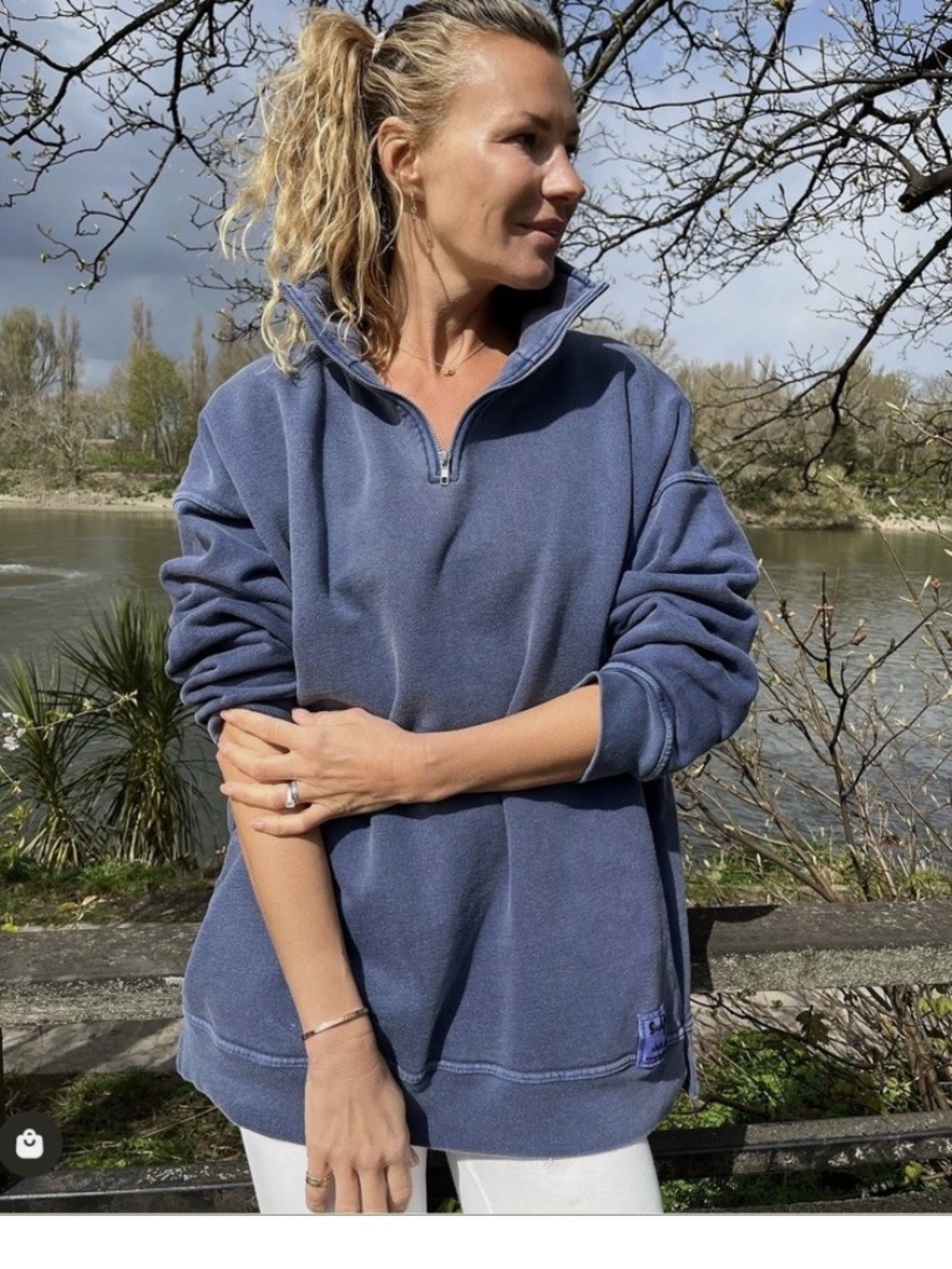 Sloppy Joe Diana Half-Zip Sweatshirt in Washed Blue